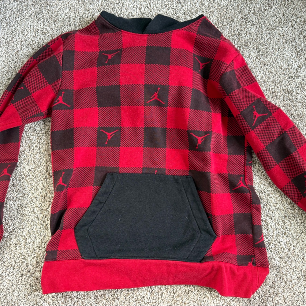 Jordan Hoodie Red and Black Fleece Lining